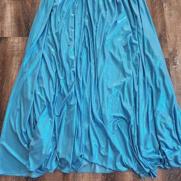 Retrofete Tova Dress in Aqua Blue Size Large NWT Metallic Sleeveless V Neck - Picture 10 of 14